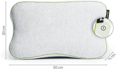 RECOVERY PILLOW 50x30 cm – Ergonomisch hoofdkussen met nekondersteuning – Memory foam – Voor zij-, rug- & buikslapers – Grijs – Inclusief reistas