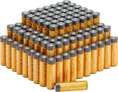 100 Pack AA High-Performance Alkaline Batteries, 10-Year Shelf Life, Easy to Open Value Pack (B01B8R6PF2)