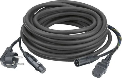 Combikabel FP0820B - Schuko/XLR F - IEC/XLR M 20 m Zwart
