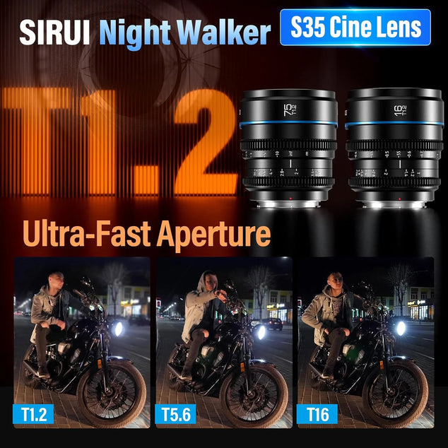 Night Walker T1.2 S35 Cine Lens Set, 16mm, 75mm