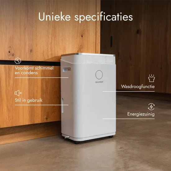 Luchtontvochtiger - 25L per Dag - Incl. Was-droog Functie - Geschikt voor Woonkamer, Slaapkamer, Kelder & Badkamer - Dehumidifier - Wit