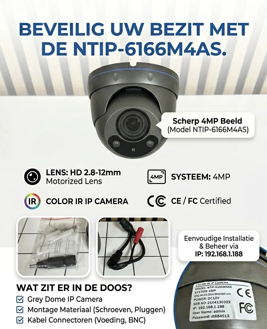 NTIP 4MP Color IR IP Camera (Model: NTIP-6166M4AS)