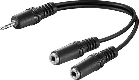 3,5mm Jack stereo audio splitter - zwart - 0,20 meter