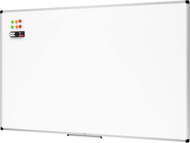 Whiteboard Drywipe Magnetic With Pen Tray And Aluminium Trim, 90 Cm