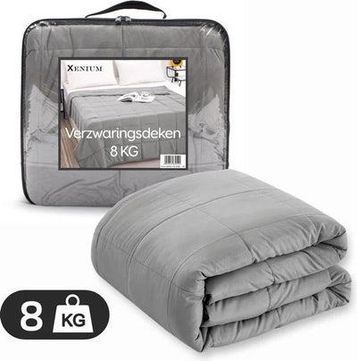 Verzwaringsdeken 8 kg XL – 150 x 200 cm – Zwaartedeken – Weighted blanket – Verzwaarde Deken – 4 Seizoenen – Microfiber – Donkergrijs