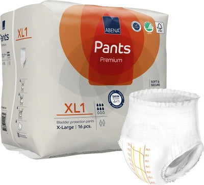Pants Premium XL1 - 16x Absorberend Broekje, te Dragen als Gewoon Ondergoed - Voor het Verlies van Flinke Scheuten Urine en (Dunne) Ontlasting - Heupomvang 130-170 cm - Absorptie 1400 ml