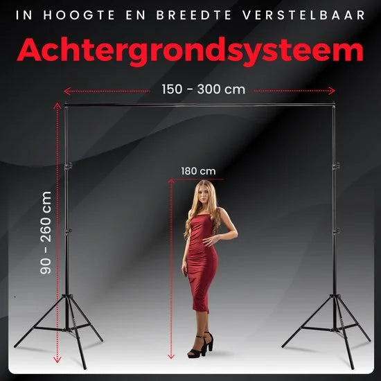 Green screen 3 x 3M met Achtergrondsysteem 2,6 x 3M – Fotostudio Set – Greenscreen Set – Inclusief, Softbox, Paraplu’s, Lamphouders, LED lampen, Reflectiescherm & Draagtas - Vaderdag Cadeau