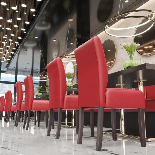 Set van 2 | bistrostoel | leer | rood | gastronomische stoelen, bistrostoelen bekleed