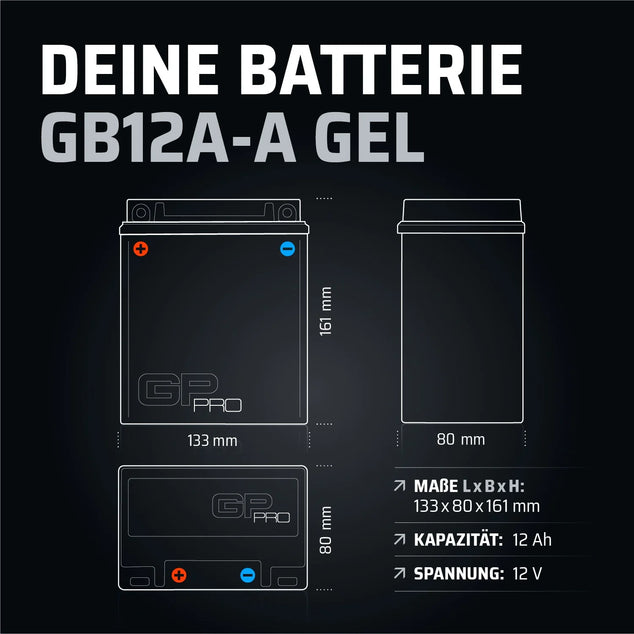 Batterij 12V 12Ah GEL GB12A-A Motorfiets vergelijkbaar YB12A-A YB12A-B 51211 CB12A-A