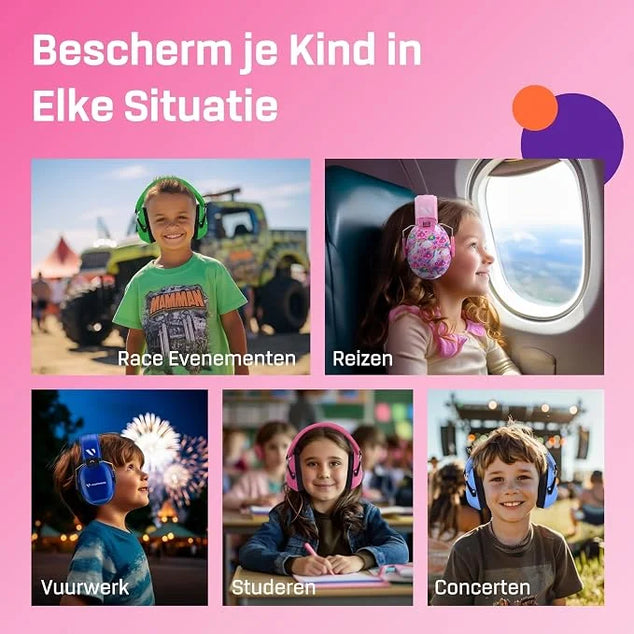 Geluidsbescherming voor Kinderen - Comfortabele Opvouwbare Gehoorbescherming - Inklapbaar en Verstelbare Hoofdband - Oorbeschermers voor Kinderen Meisjes Jongens