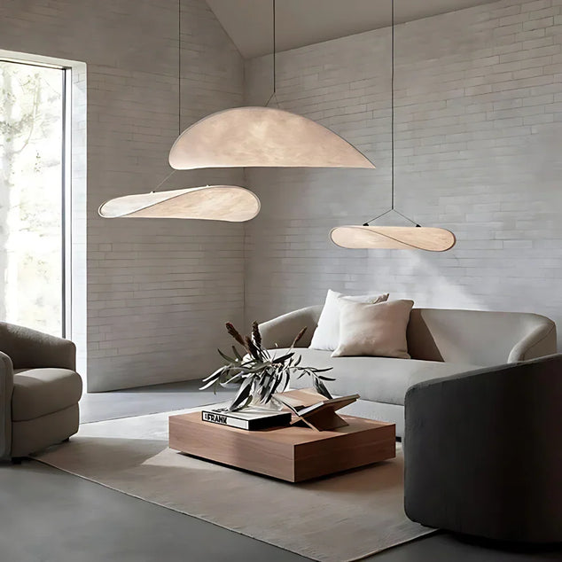 60cm Japandi-hanglamp – 1st - Natuurlijk zijde, boho-design voor de woonkamer, eetkamer of slaapkamer