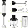Pureerstaaf, 4-en-1 staafmixer elektrisch, 1000 W, traploze snelheden, roestvrij staal, garde, 500 ml hakbeker en 700 ml maatbeker voor babyvoeding, HB3203 (zwart)