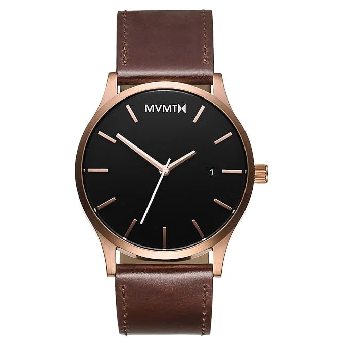 Watches Rose Gold Case with Brown Leather Strap Men's Watch