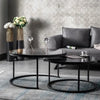 Salontafel Set van 2 - Marmer Look - Ø80 / Ø 80 / Ø 45 cm Black - Bijzettafel - Tafel Rond - Marmerlook MDF