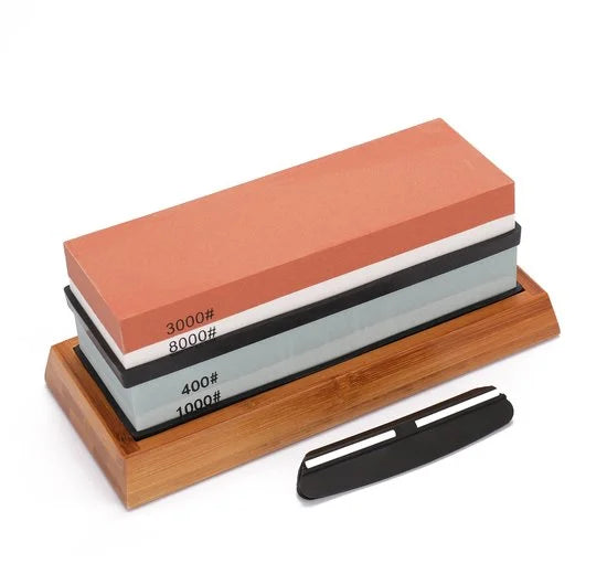 Dubbelzijdige Wetsteen Set 400/1000 & 3000/8000 – Premium Slijpsteen – Antislip Basis – Messen & Gereedschappen