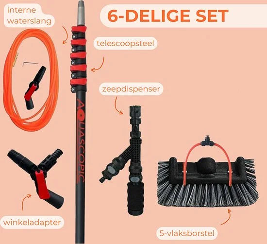 Telescoopsteel set met borstel - 7,2 meter