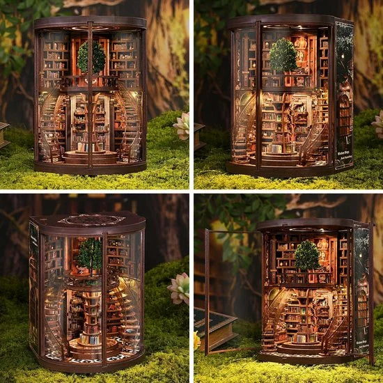 Miniatuur bouwpakket Wisdom Rings Library - 3D Puzzel met Handleiding - DIY - Miniatuur Modelbouw Hout Kinderen en Volwassenen - Houten bouwpakket