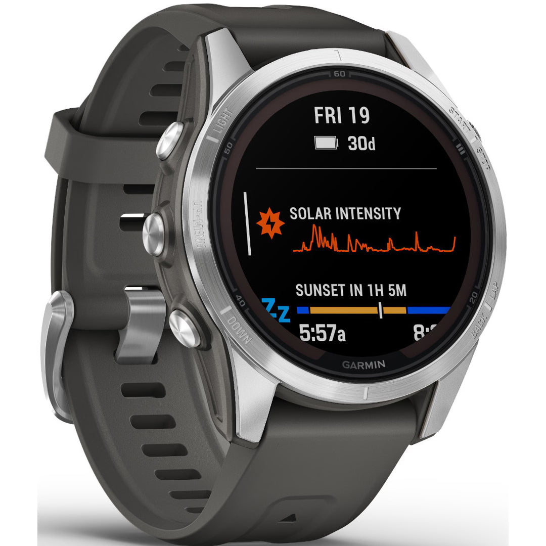 Fenix 7s Pro Solar - Smartwatch - Sporthorloge - Zon oplaadbaar - Tot wel 14 dagen Batterij - 42mm - Zilverkleurig