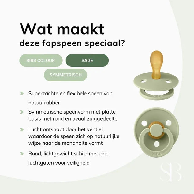 BIBS fopspeen maat 1 symmetrical Sage per 3 stuks