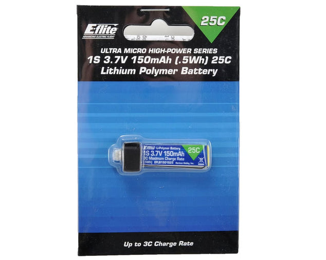 E-flite 150mAh 1S 3.7V 25C LiPo Battery EFLB1501S25 Airplane Batteries