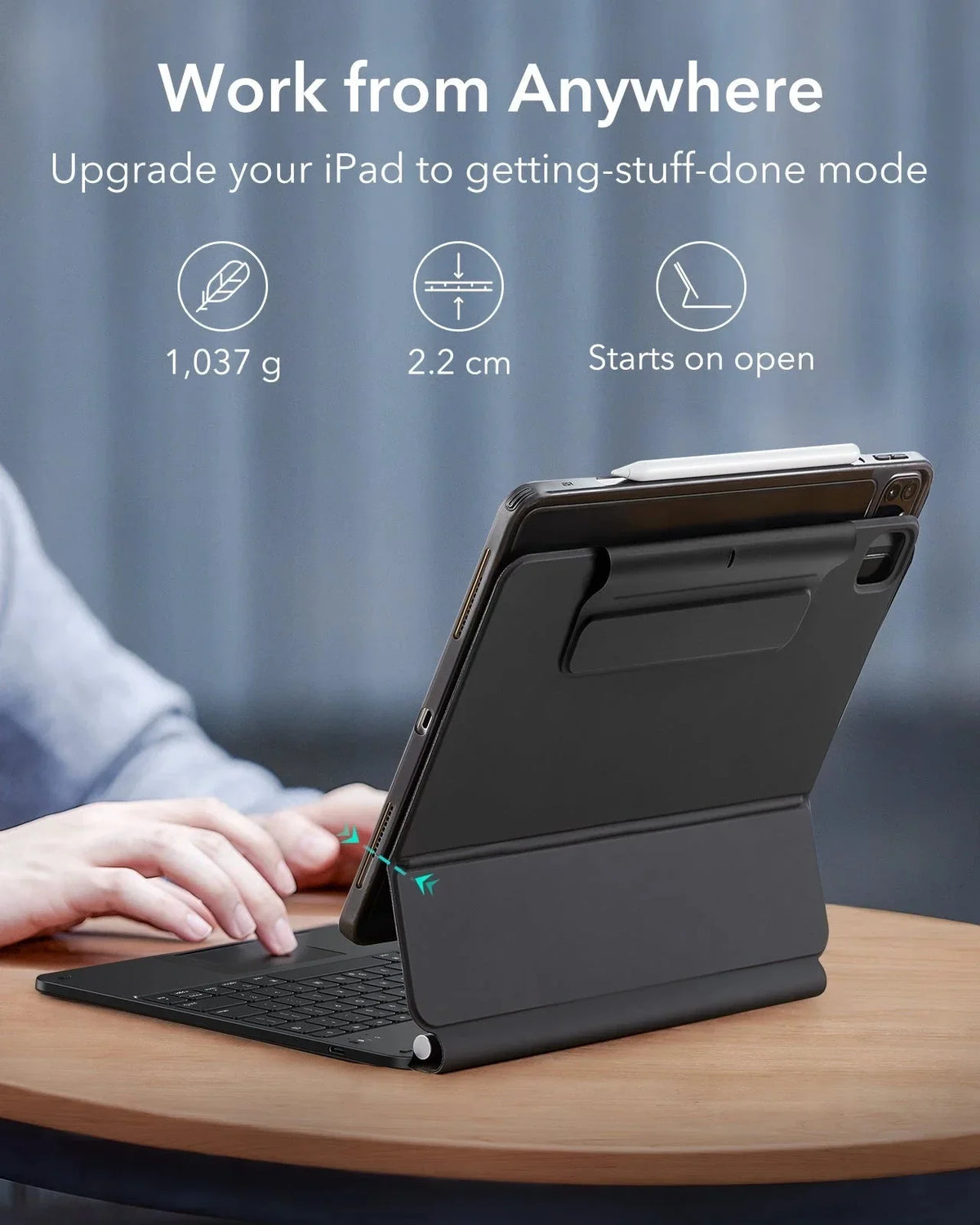 ESR Toetsenbord Hoes Geschikt voor iPad Pro 12.9 (6th/5th/4th/3rd Gen) - Rebound Magnetic Keyboard Case 360 - Book Case met Standaard - Zwart