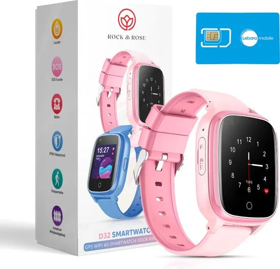 Rock&Rose 4G GPS Horloge Kind - SOS Functie - Kinder Smartwatch - Kinderhorloge Meisje Smartwatch - Smartwatch Kinderen - Roze