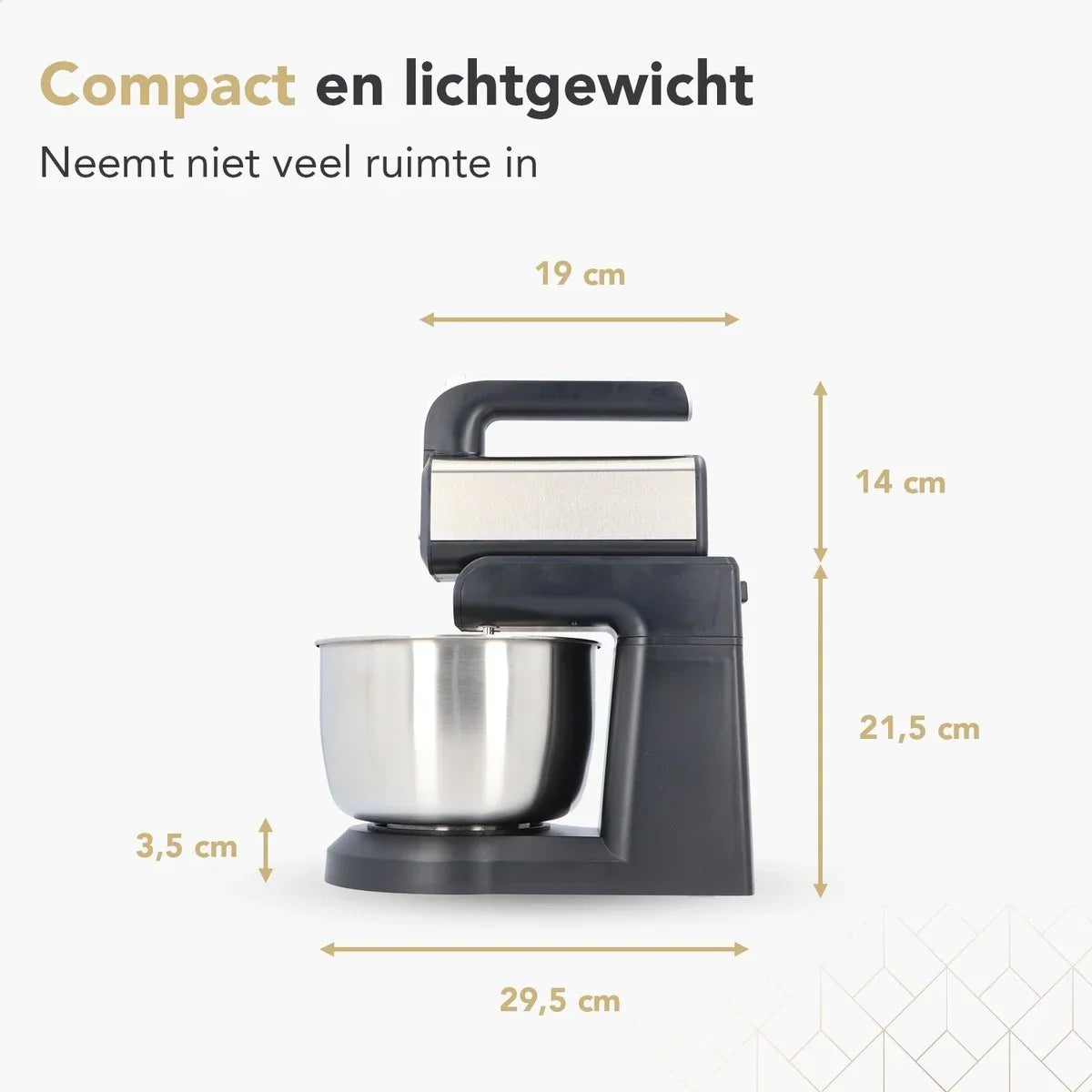 Staafmixer met mengkom - keukenmachine - 5 snelheden - roestvrij staal