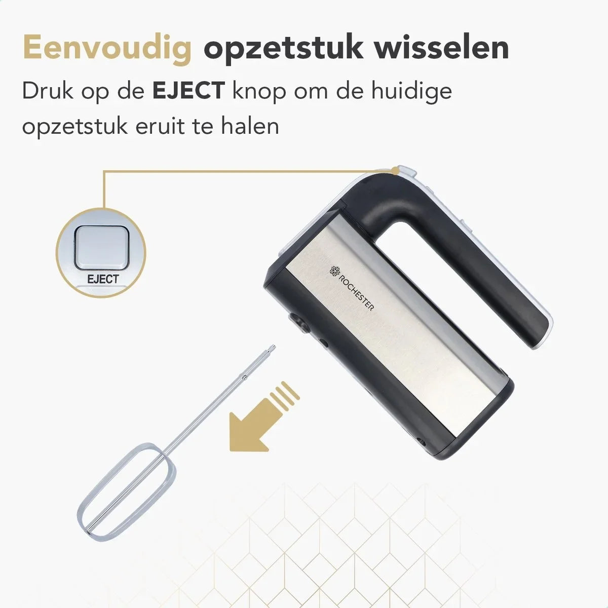 Staafmixer met mengkom - keukenmachine - 5 snelheden - roestvrij staal