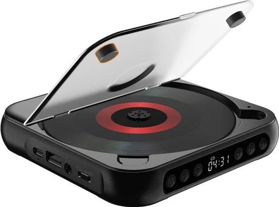 Draagbare Bluetooth-cd-speler met USB-C-snelladen – Ultradun en compact – Ondersteunt MP3/WMA-formaten – Geschikt voor zowel reizen als thuisgebruik – Zwart