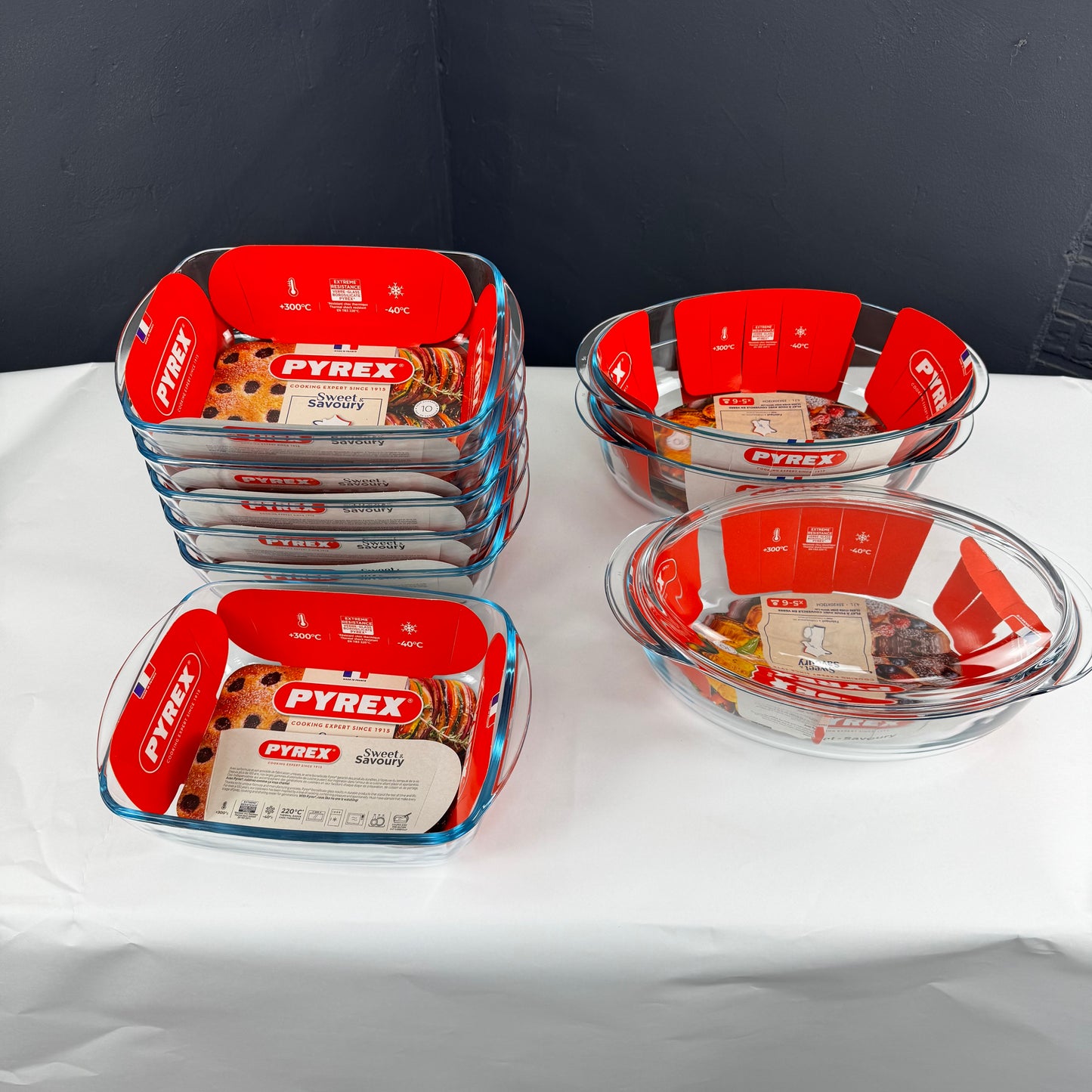 Lot de plats Pyrex pour four : 28 x 20 cm (2,5 l) et 33 x 20 cm (4,1 l) + couvercle