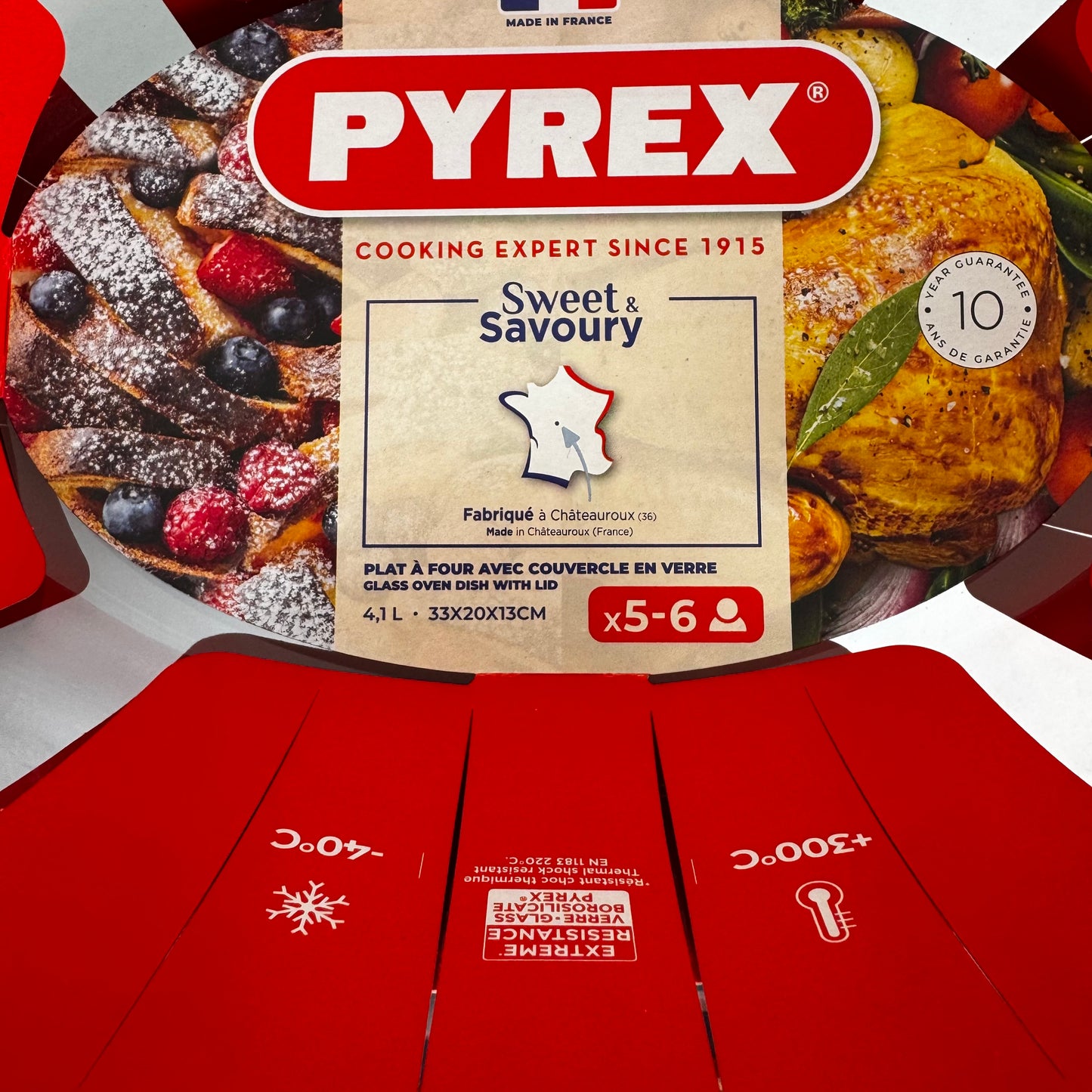Lot de plats Pyrex pour four : 28 x 20 cm (2,5 l) et 33 x 20 cm (4,1 l) + couvercle