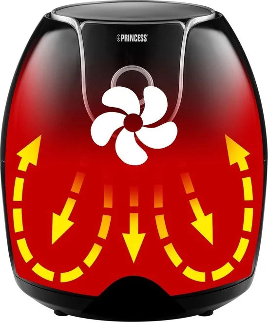 Princess 182055 Aerofryer XXL Hetelucht friteuse 5,5 liter 1700 Watt zwart