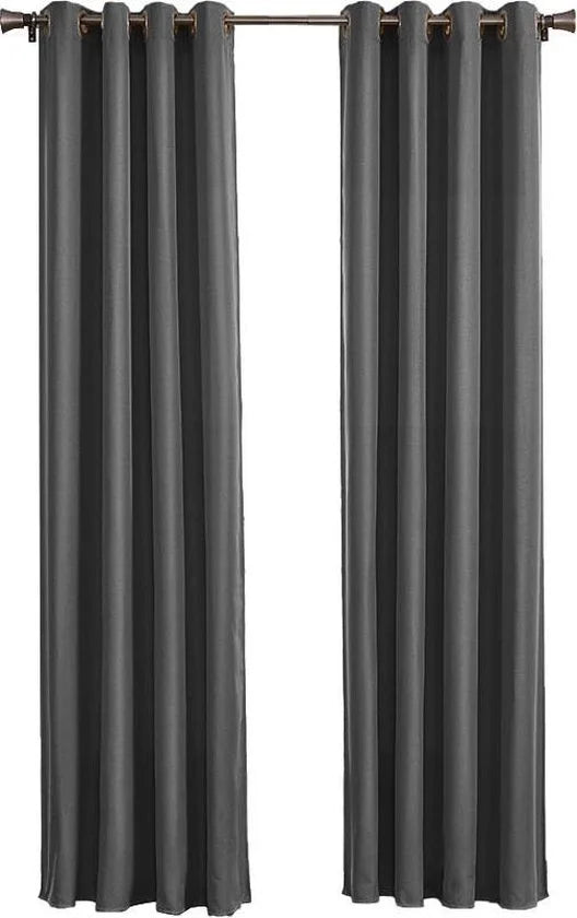 Larson Blackout Gordijn - Donkergrijs - 300x250 cm - Kant en Klaar - 1 stuk