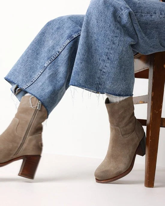 Shabbies 183020231 Enkellaarsjes - Enkelboots met rits - Dames - Beige - Maat 40