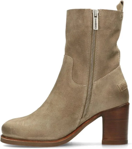 Shabbies 183020231 Enkellaarsjes - Enkelboots met rits - Dames - Beige - Maat 40