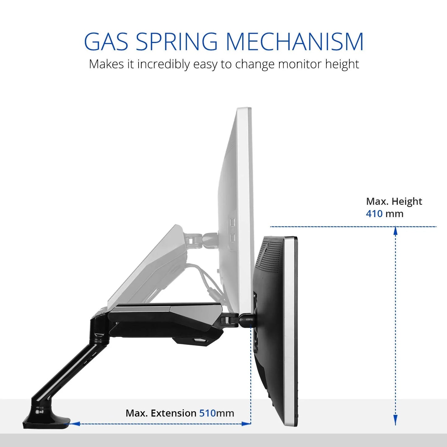 Fleximounts F6 Gas Pressure 10 - 30 Inches (25 - 76 cm) Table Mount Monitor Holder