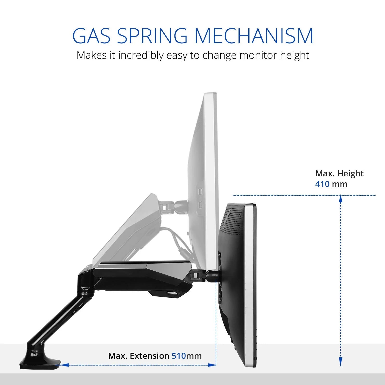 Fleximounts F6 Gas Pressure 10 - 30 Inches (25 - 76 cm) Table Mount Monitor Holder