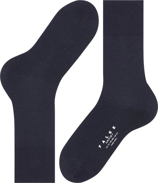 FALKE Airport warme ademende Merino Wol Katoen Heren Sokken blauw - Maat 41-42