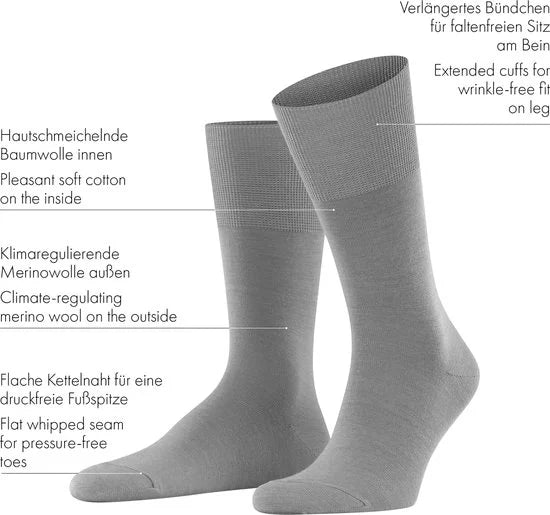 FALKE Airport warme ademende Merino Wol Katoen Heren Sokken blauw - Maat 41-42