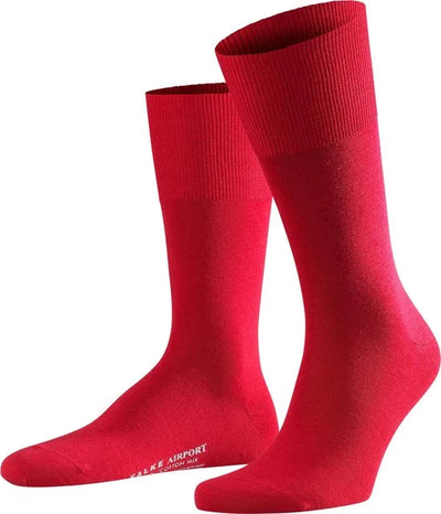 FALKE Airport warme ademende Merino Wol Katoen Heren Sokken rood - Maat 47-48
