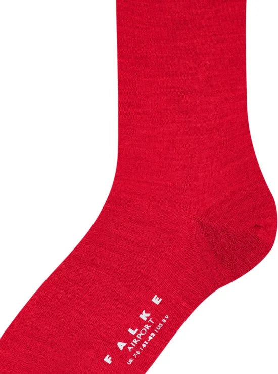 FALKE Airport warme ademende Merino Wol Katoen Heren Sokken rood - Maat 47-48