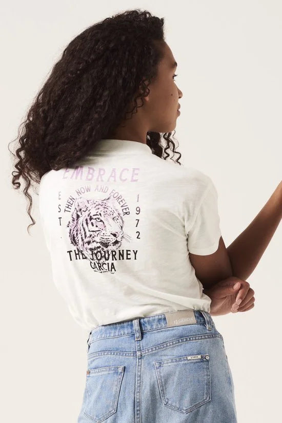 GARCIA Meisjes T-shirt Wit - Maat 140/146