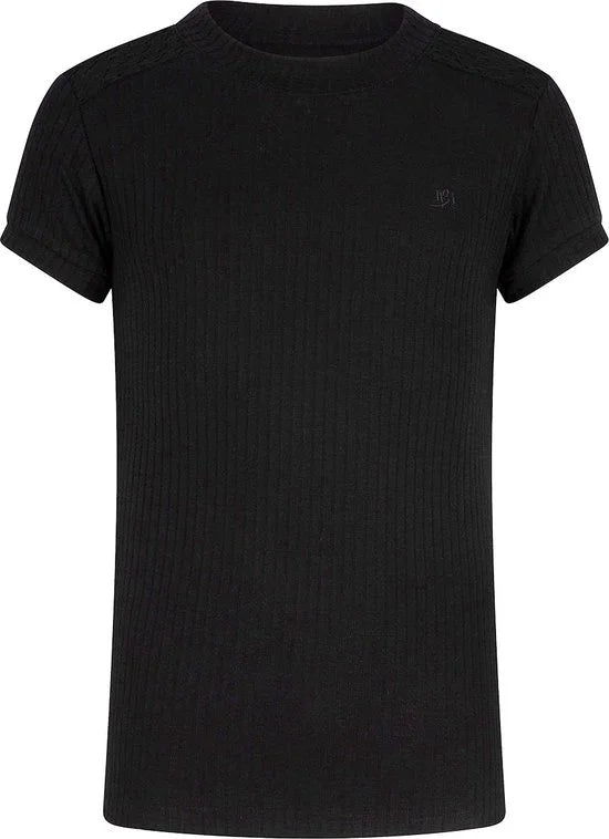 Indian Blue meiden t-shirt met rib contrast Black