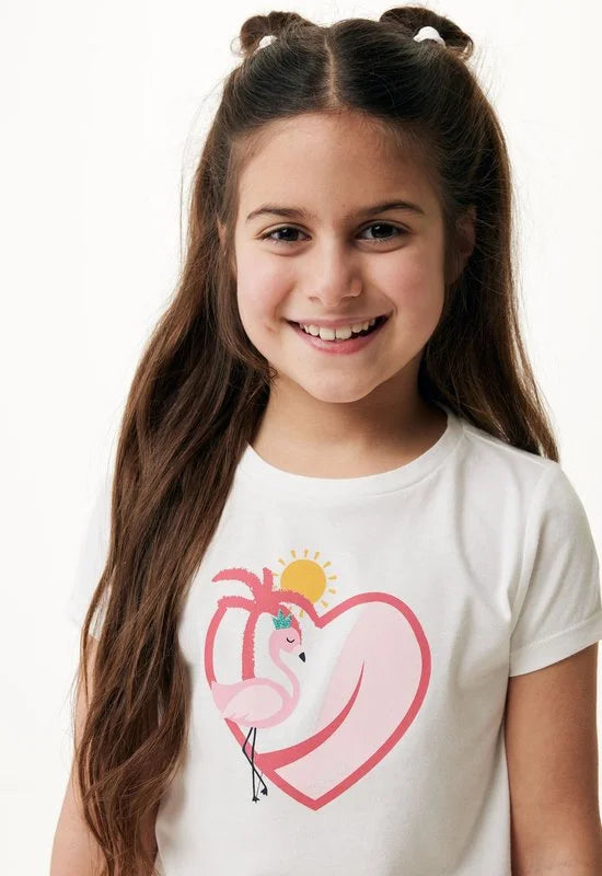 Mexx T-shirt Short Sleeve With Artwork Meisjes - Off White - Maat 146-152