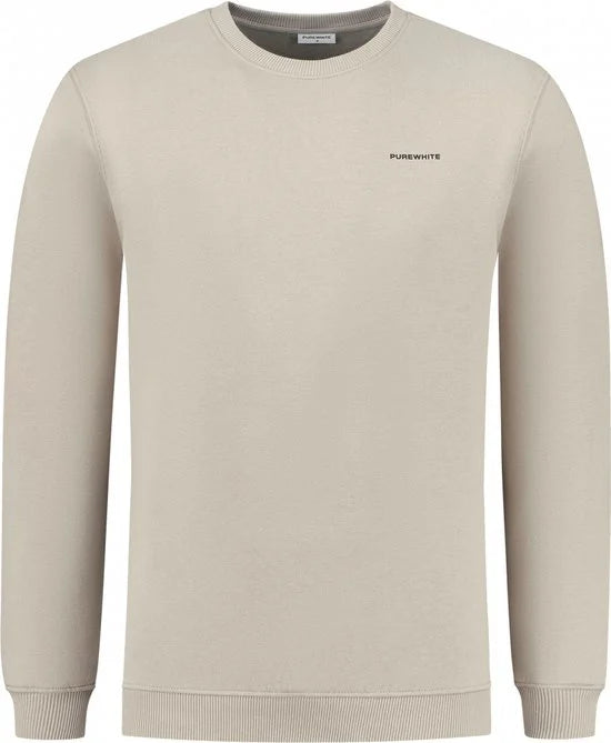 Purewhite - Heren Regular fit Sweaters Crewneck LS - Taupe - Maat S