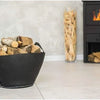 Rubberen boomstammand van gerecyclede oude banden, brandhoutmand, 2 handgrepen, hoogte 34 cm, diameter bovenkant 51 cm