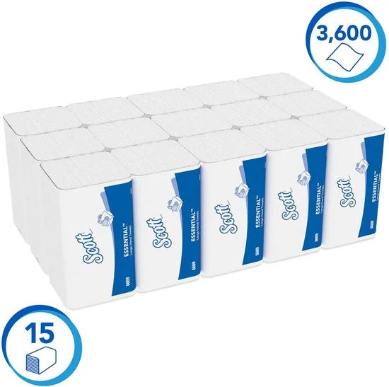 Handdoek scott 6669 ess. i-vouw 1-lgs 20x32cm wit | Doos a 15 pak