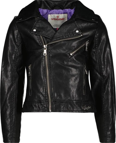 Vingino meiden leatherlook vest Temani Deep Black