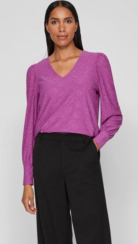 Vila Blouse Vipaulina V-neck L/s Top 14090557 Cattleya Orchid Dames Maat - S
