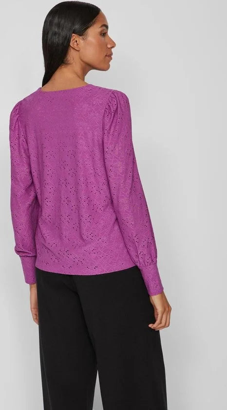 Vila Blouse Vipaulina V-neck L/s Top 14090557 Cattleya Orchid Dames Maat - S
